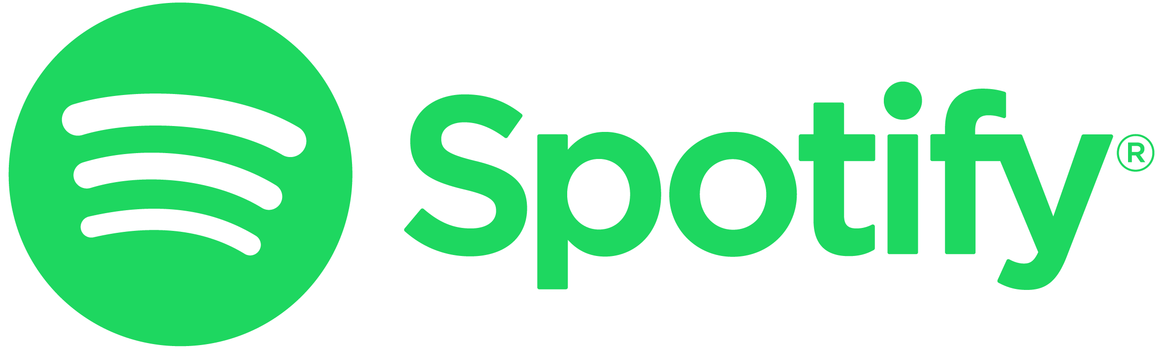 Larger Spotify logo in green letters on transparent media