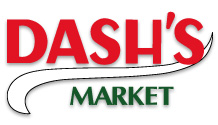 Dash's Market logo features Dash's in red capital letters over a swoosh symbol