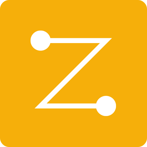 Zeno Radio logo. A white letter Z with a dot at each end on a gold backrgound