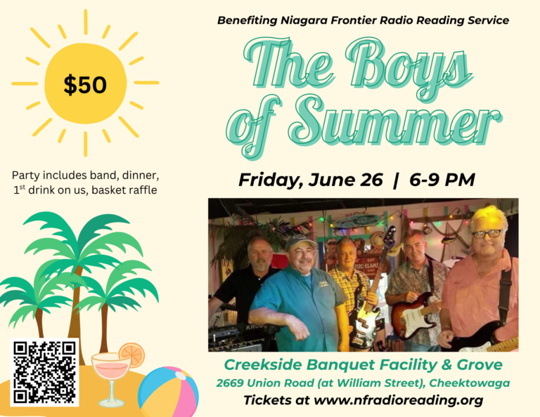 Summer Bash flyer includes a photo of The Boys of Summer, a large sun and beach, and a QR code with details of the event.